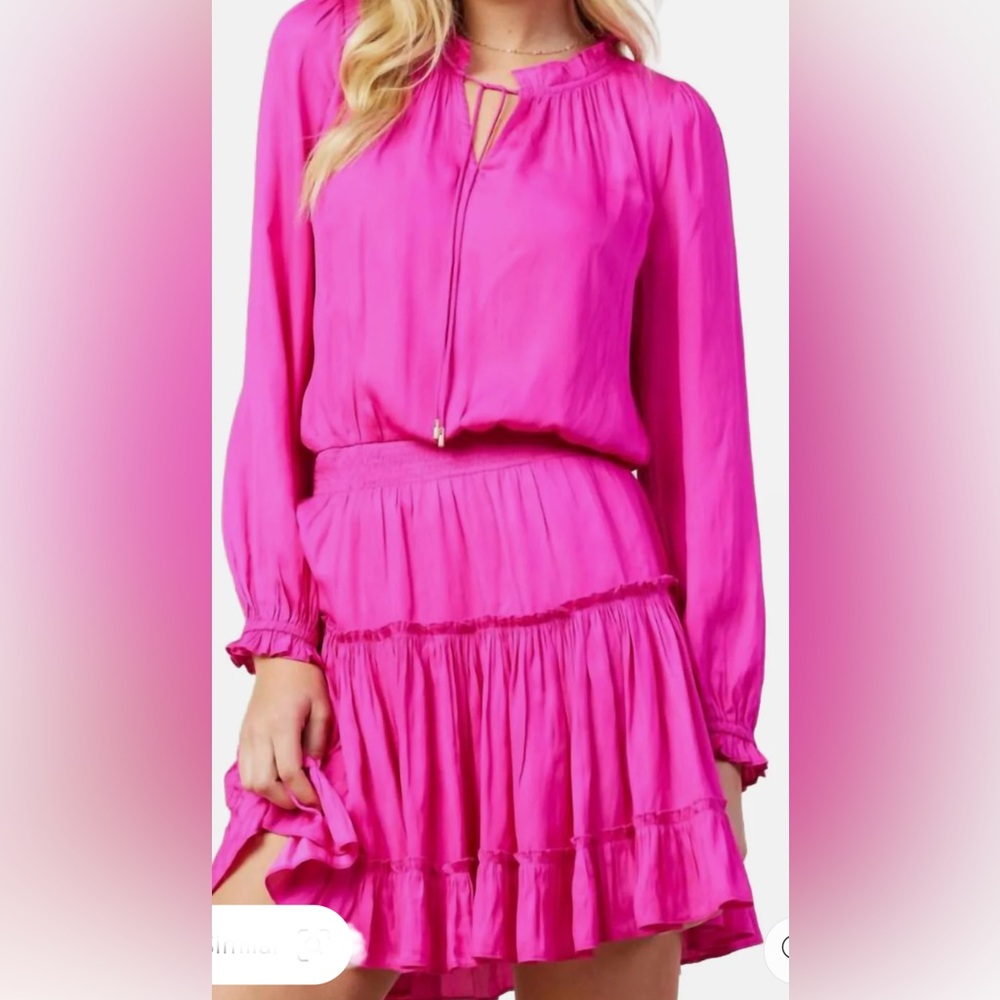 Skies Are Blue Fuchsia hot pink 1x Ruffle dress Anthropologie $168